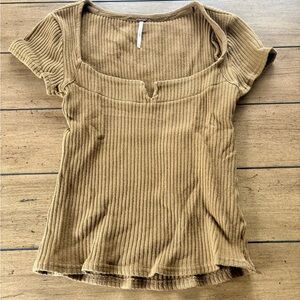 Free People Sculpted Ribbed Top, Size XS